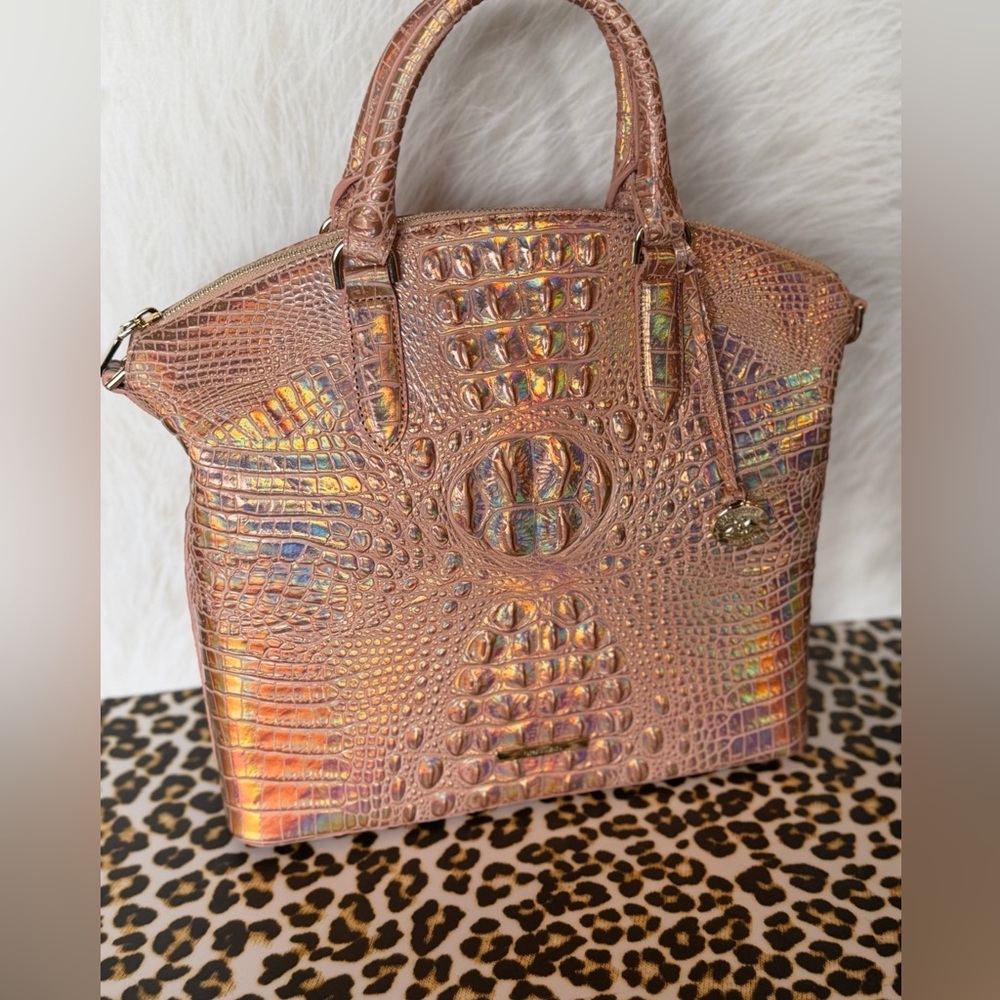 Brahmin Large Duxbury Melbourne Rose Gold Satchel NWT METALLIC HOLOGRAPHIC FIRM$ - Picture 4 of 15
